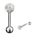 Piercing Langue Titane G23 Boule Cristal Recouverte de Resine