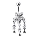 Nombril grosse fleur tournesol pendant argent 925